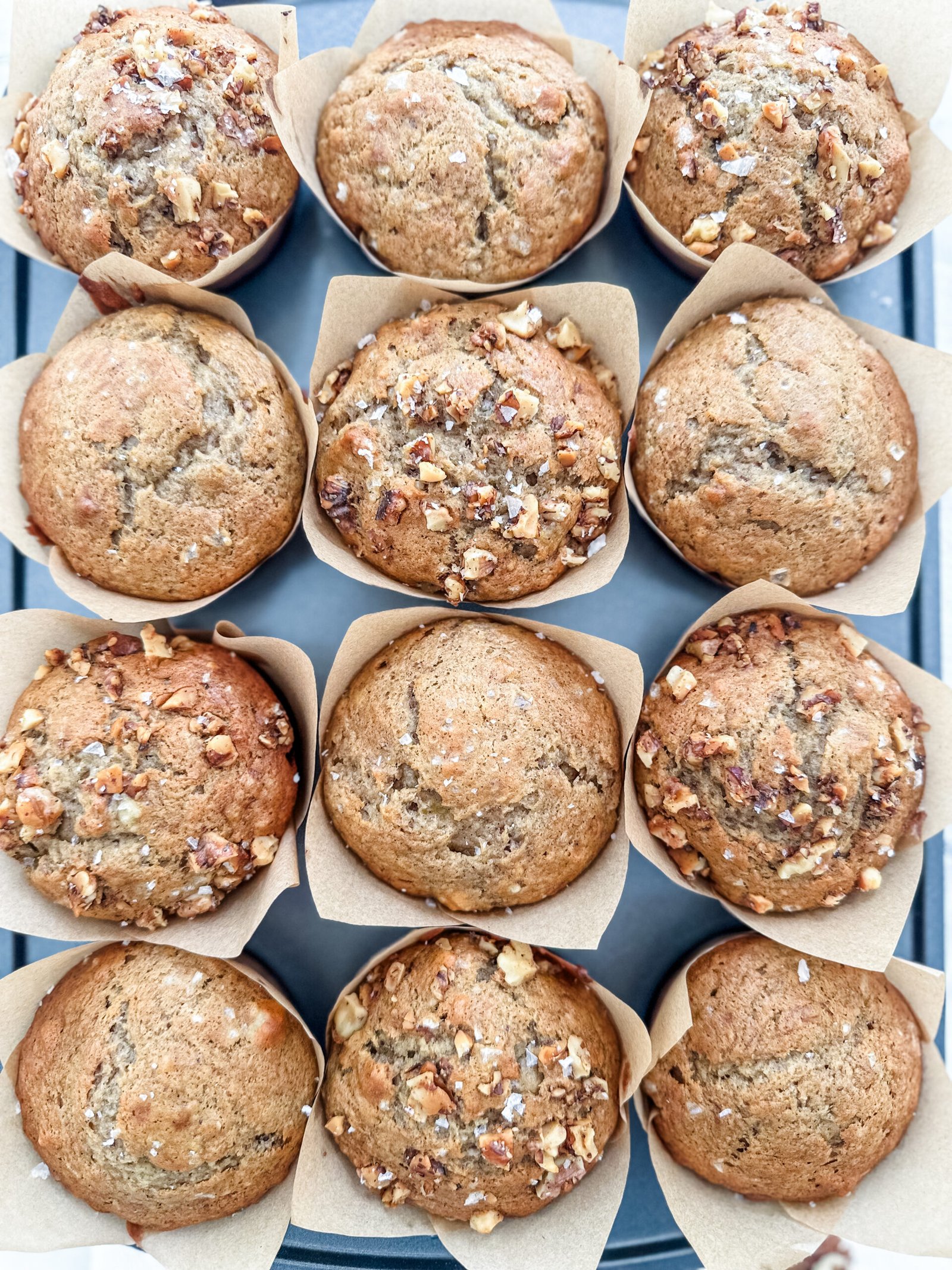 Super moist bakery style banana nut muffins