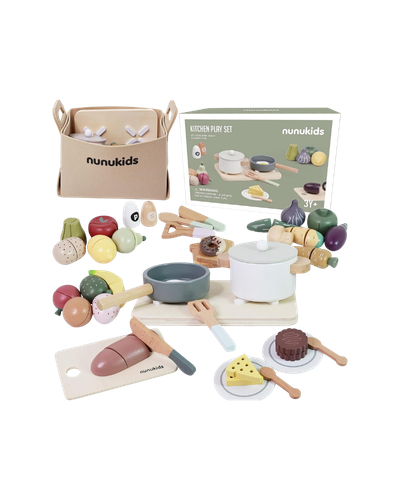 Wooden Play Food Sets for Kids Kitchen 42 pc_Toddler Playroom
